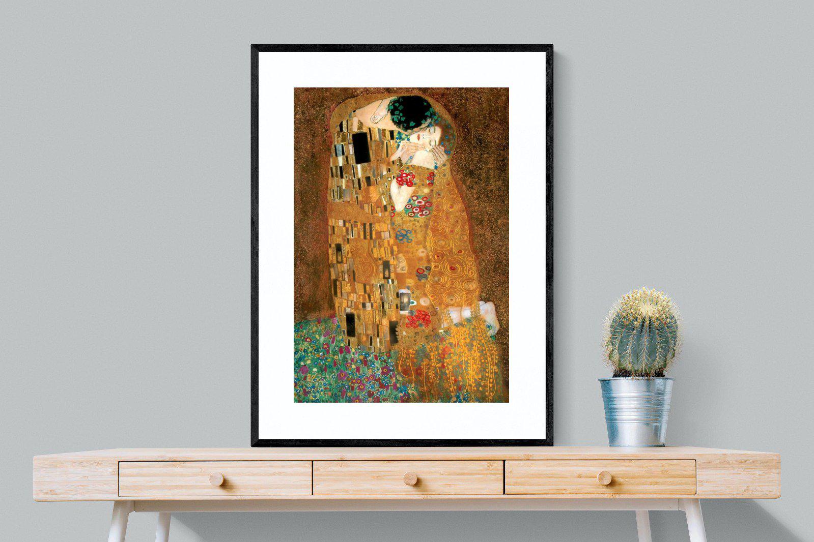 Gustav Klimt The Kiss-Wall_Art-75 x 100cm-Framed Print-Black-Pixalot