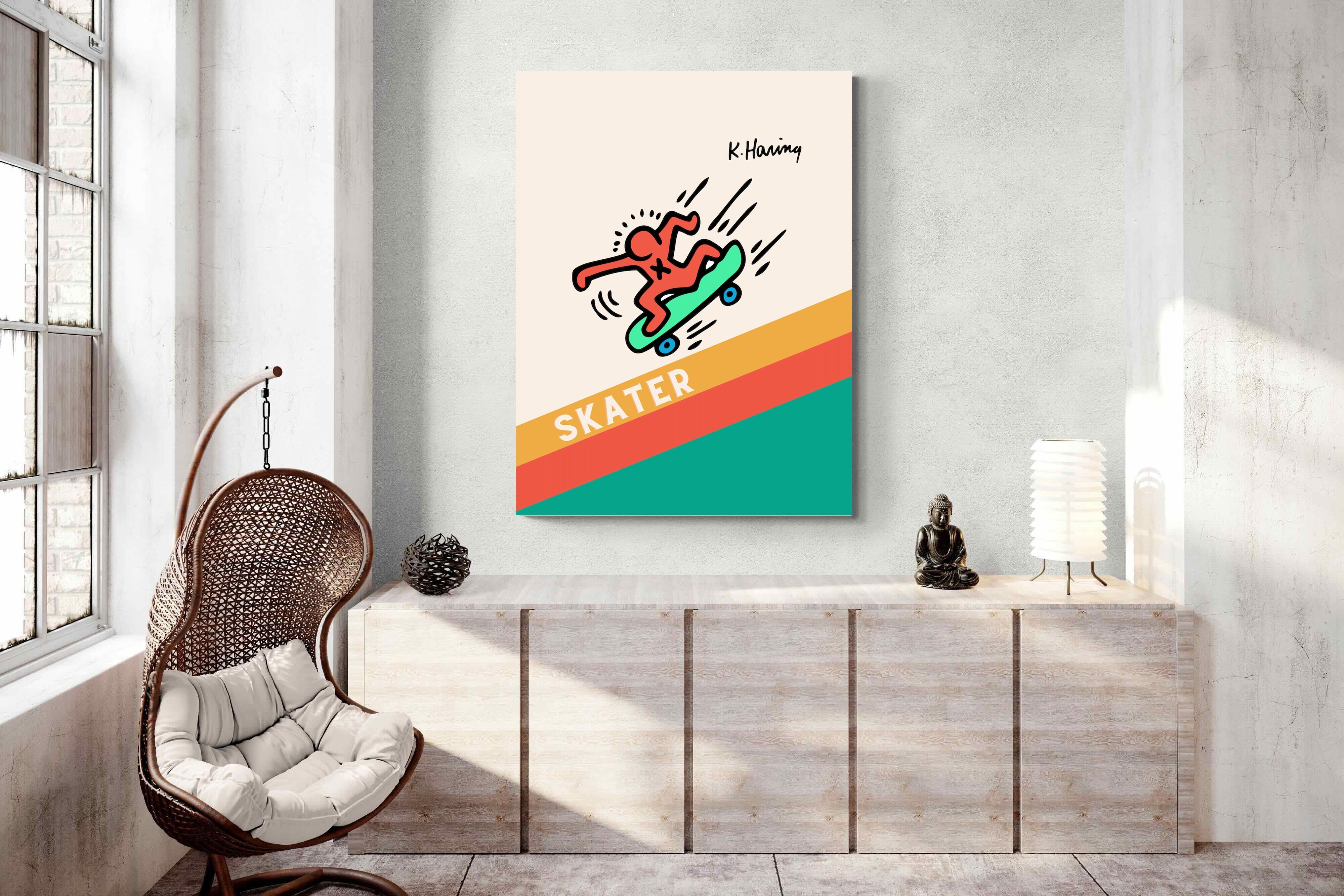 Décoration Murale The Skateroom X Keith Haring "Fight Aids" - Skateboard Deck Art, 80x80cm, Neuf