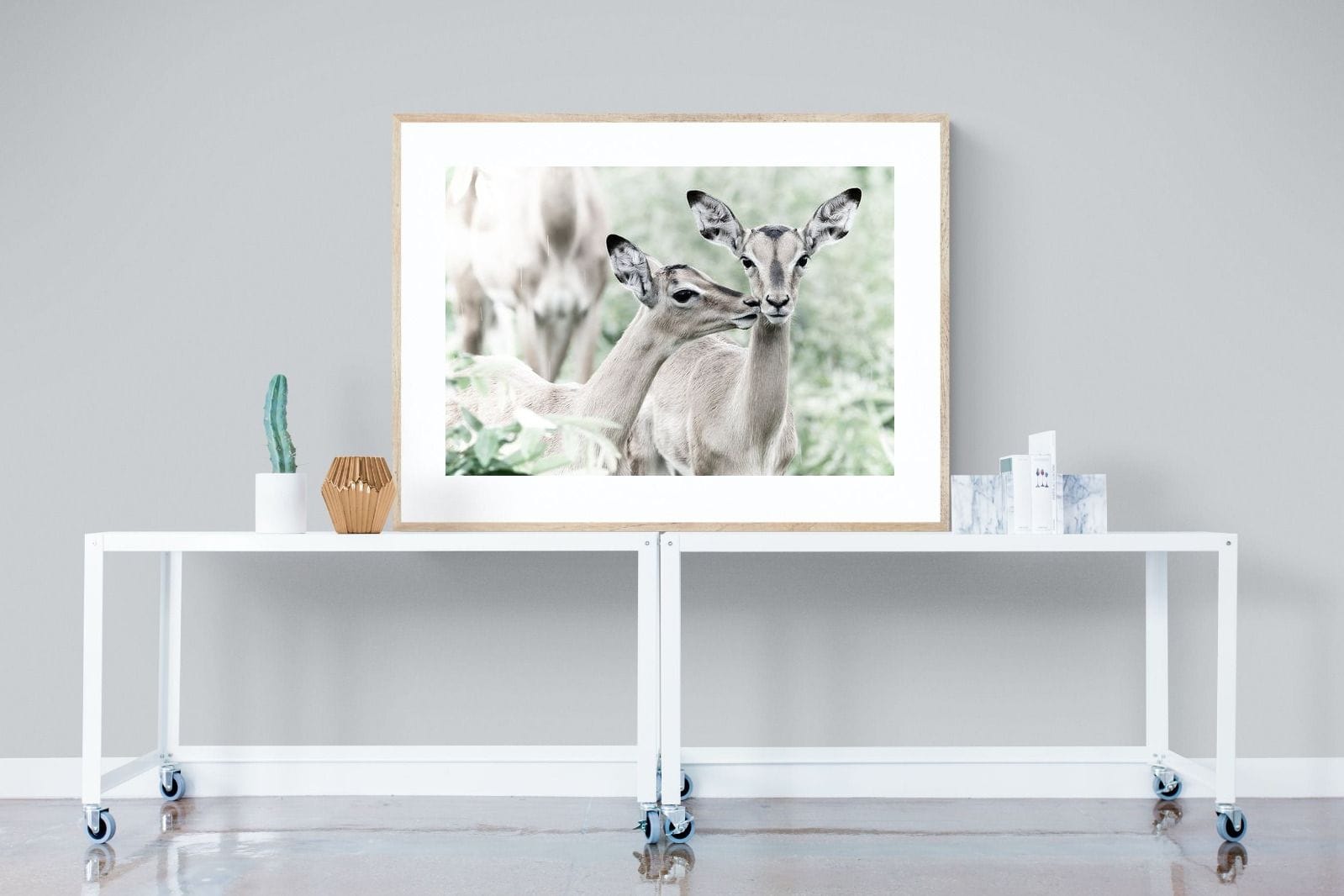 Impala Kisses-Wall_Art-120 x 90cm-Framed Print-Wood-Pixalot