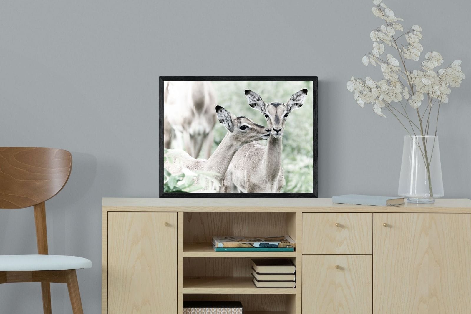 Impala Kisses-Wall_Art-60 x 45cm-Mounted Canvas-Black-Pixalot