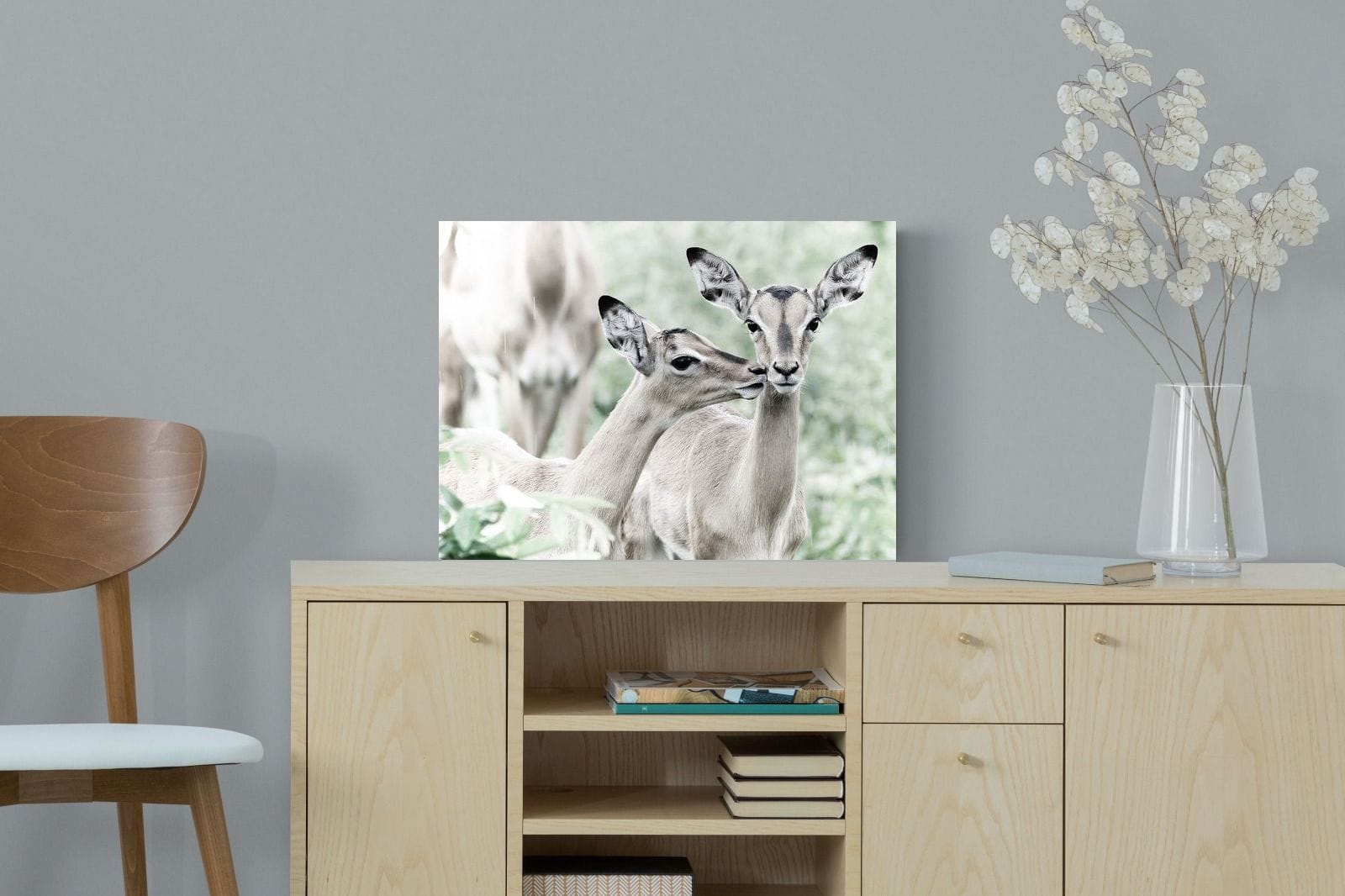 Impala Kisses-Wall_Art-60 x 45cm-Mounted Canvas-No Frame-Pixalot