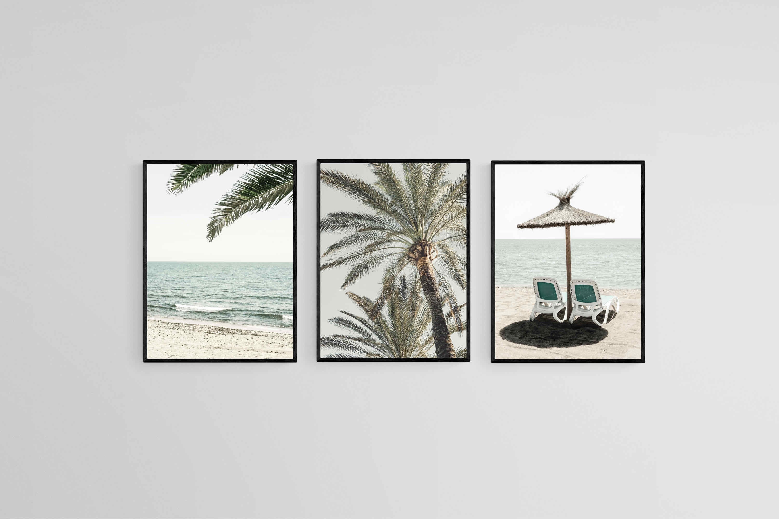 Island Living-Wall_Art-45 x 60cm (x3)-Mounted Canvas-Black-Pixalot