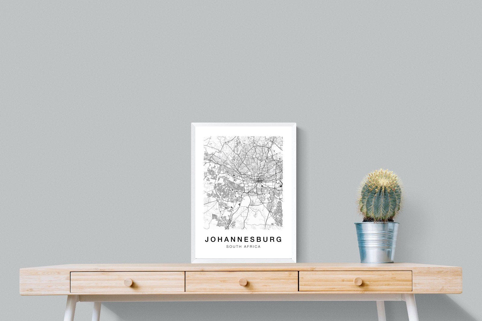 Johannesburg City Map-Wall_Art-45 x 60cm-Mounted Canvas-White-Pixalot