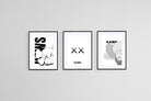 KAWS Set-Wall_Art-45 x 60cm (x3)-Framed Print-Black-Pixalot