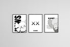 KAWS Set-Wall_Art-45 x 60cm (x3)-Mounted Canvas-Black-Pixalot