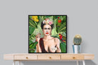 Kahlo Tea & Parrots-Wall_Art-80 x 80cm-Mounted Canvas-Black-Pixalot