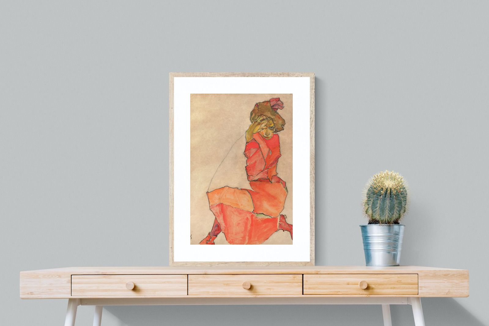 Pixalot Kneeling Female in Orange-Red Dress