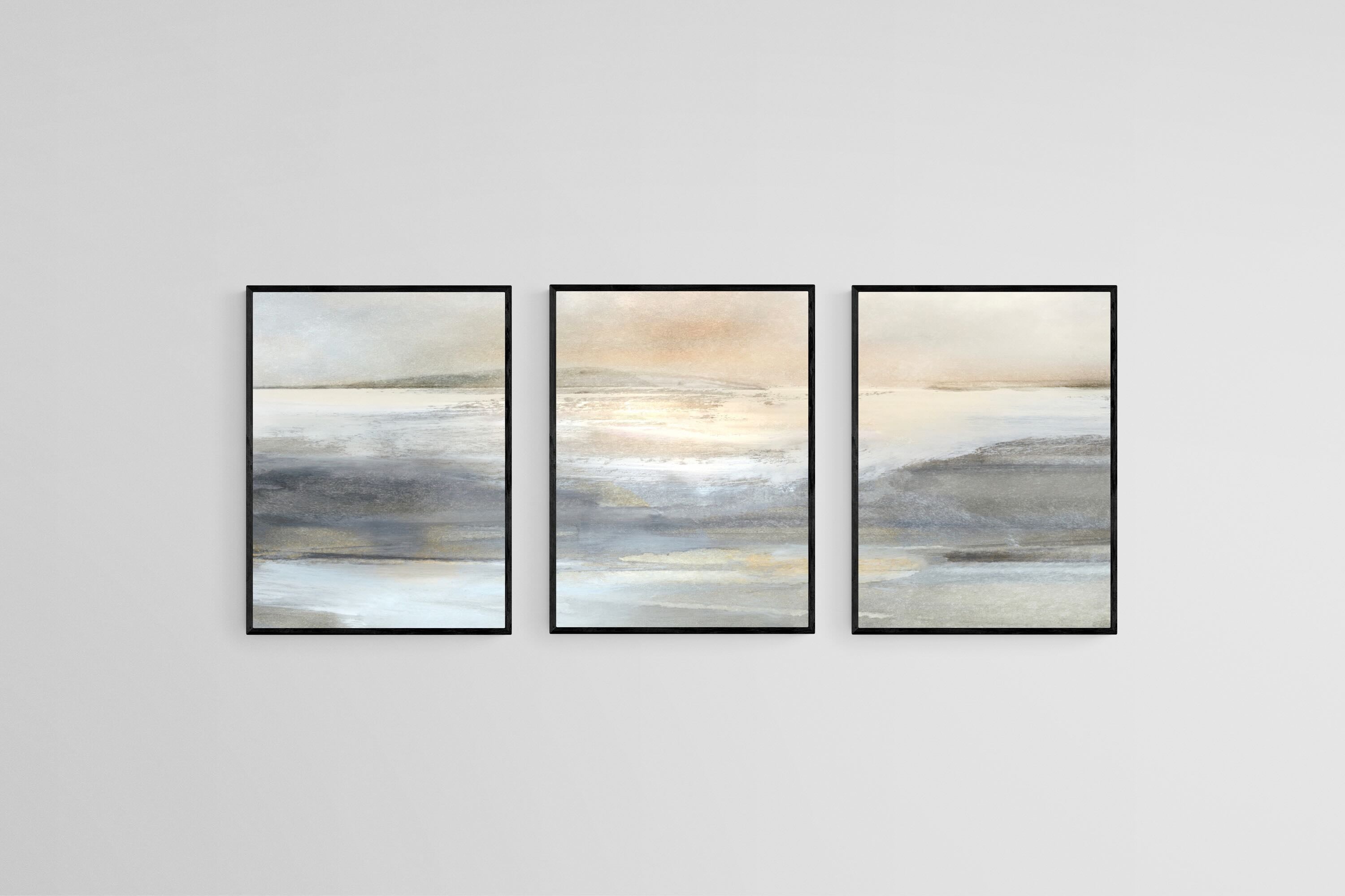 Land Set-Wall_Art-45 x 60cm (x3)-Mounted Canvas-Black-Pixalot