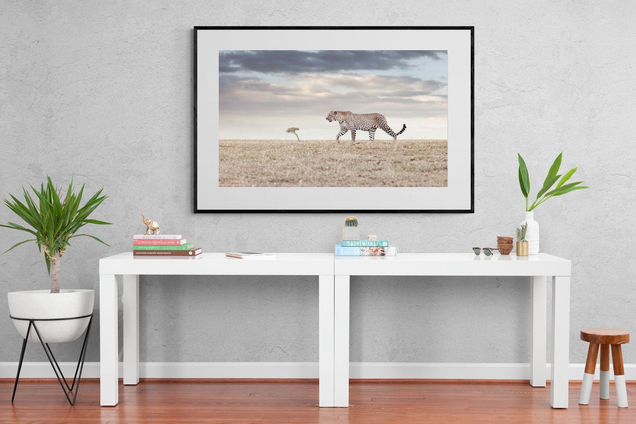 Leopard Prowl-Wall_Art-150 x 100cm-Framed Print-Black-Pixalot