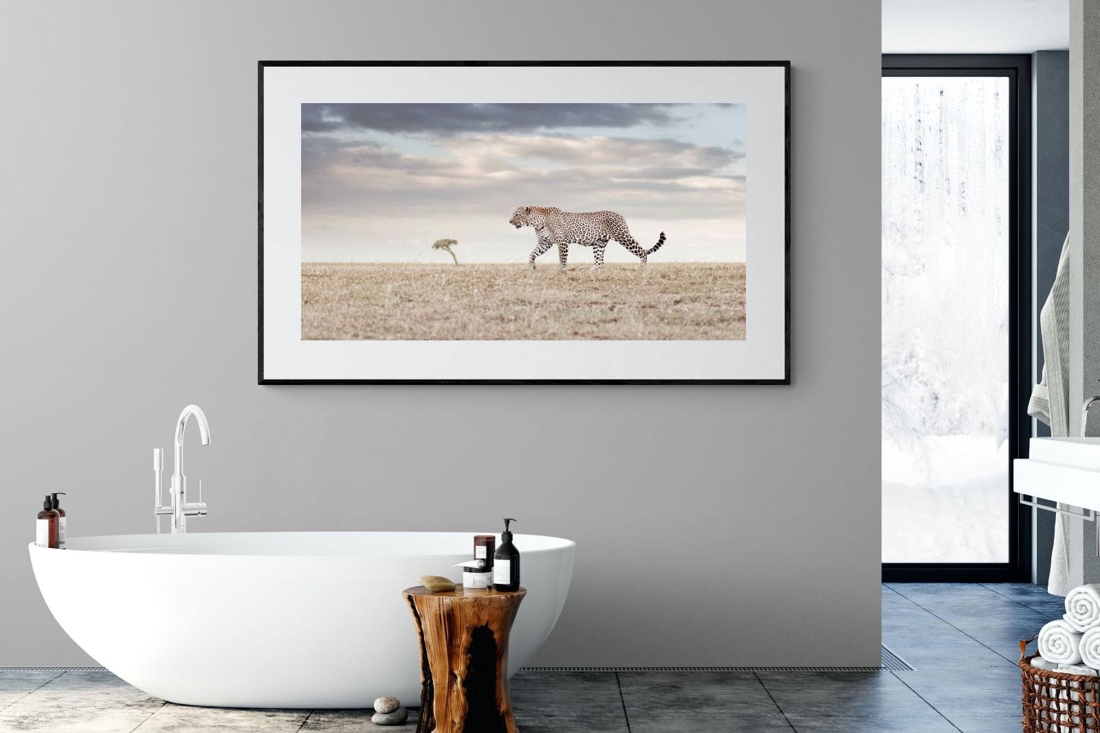 Leopard Prowl-Wall_Art-180 x 110cm-Framed Print-Black-Pixalot