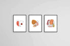 Line Drawn Faces Set-Wall_Art-45 x 60cm (x3)-Mounted Canvas-Black-Pixalot