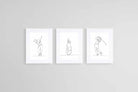 Line Drawn Golfer Set-Wall_Art-45 x 60cm (x3)-Framed Print-White-Pixalot