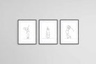 Line Drawn Golfer Set-Wall_Art-45 x 60cm (x3)-Framed Print-Black-Pixalot