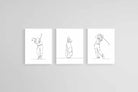 Line Drawn Golfer Set-Wall_Art-45 x 60cm (x3)-Mounted Canvas-White-Pixalot