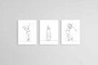 Line Drawn Golfer Set-Wall_Art-45 x 60cm (x3)-Mounted Canvas-No Frame-Pixalot
