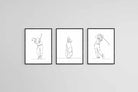 Line Drawn Golfer Set-Wall_Art-45 x 60cm (x3)-Mounted Canvas-Black-Pixalot