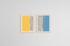 Lines with Yellow & Blue Set-Wall_Art-45 x 60cm (x2)-Mounted Canvas-Wood-Pixalot