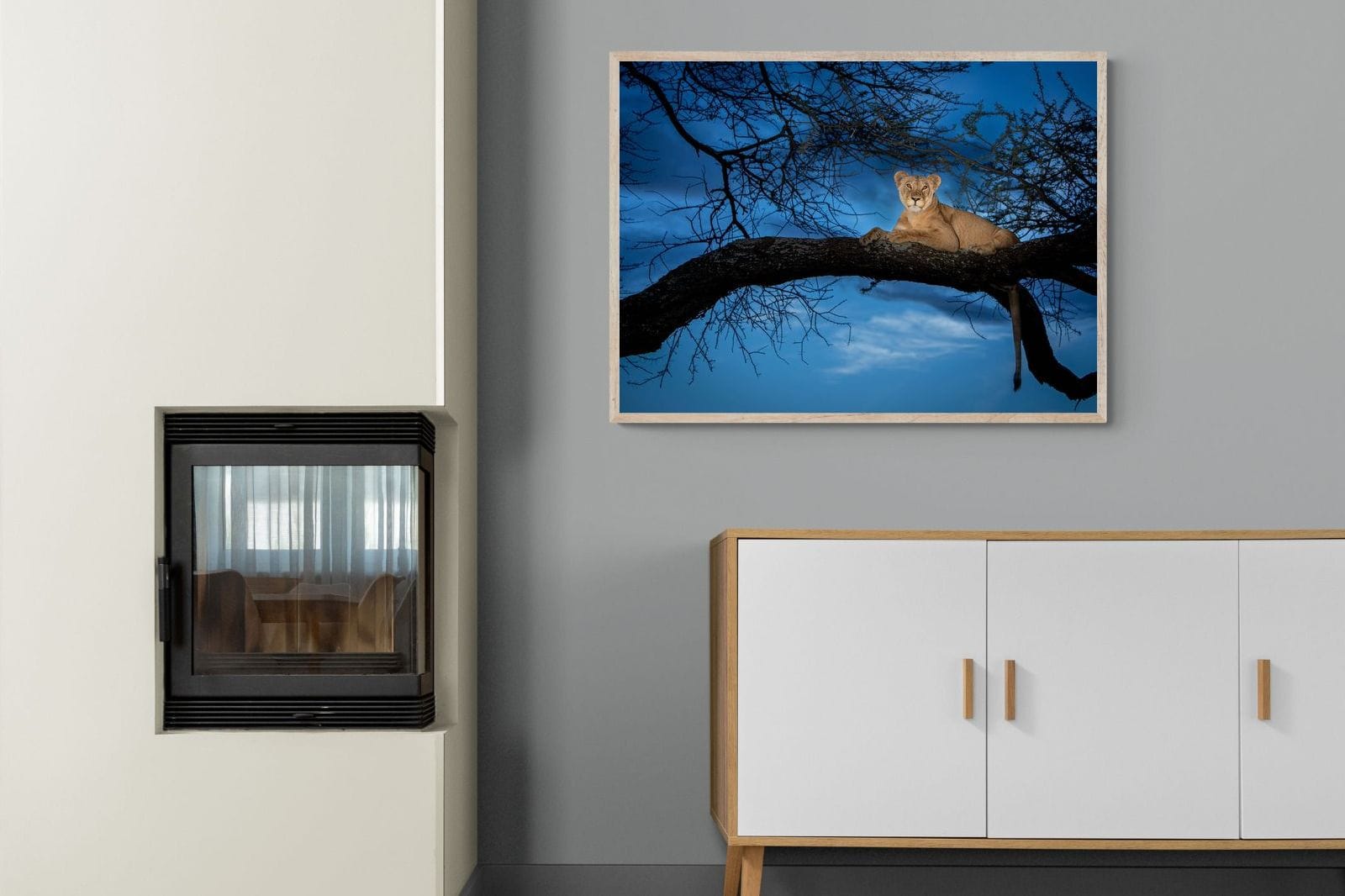 Lion at Dusk-Wall_Art-100 x 75cm-Mounted Canvas-Wood-Pixalot