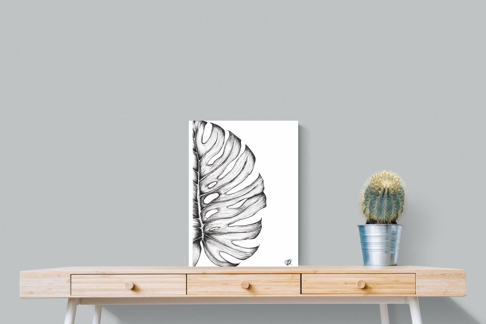 Monstera Illustration-Wall_Art-45 x 60cm-Mounted Canvas-No Frame-Pixalot