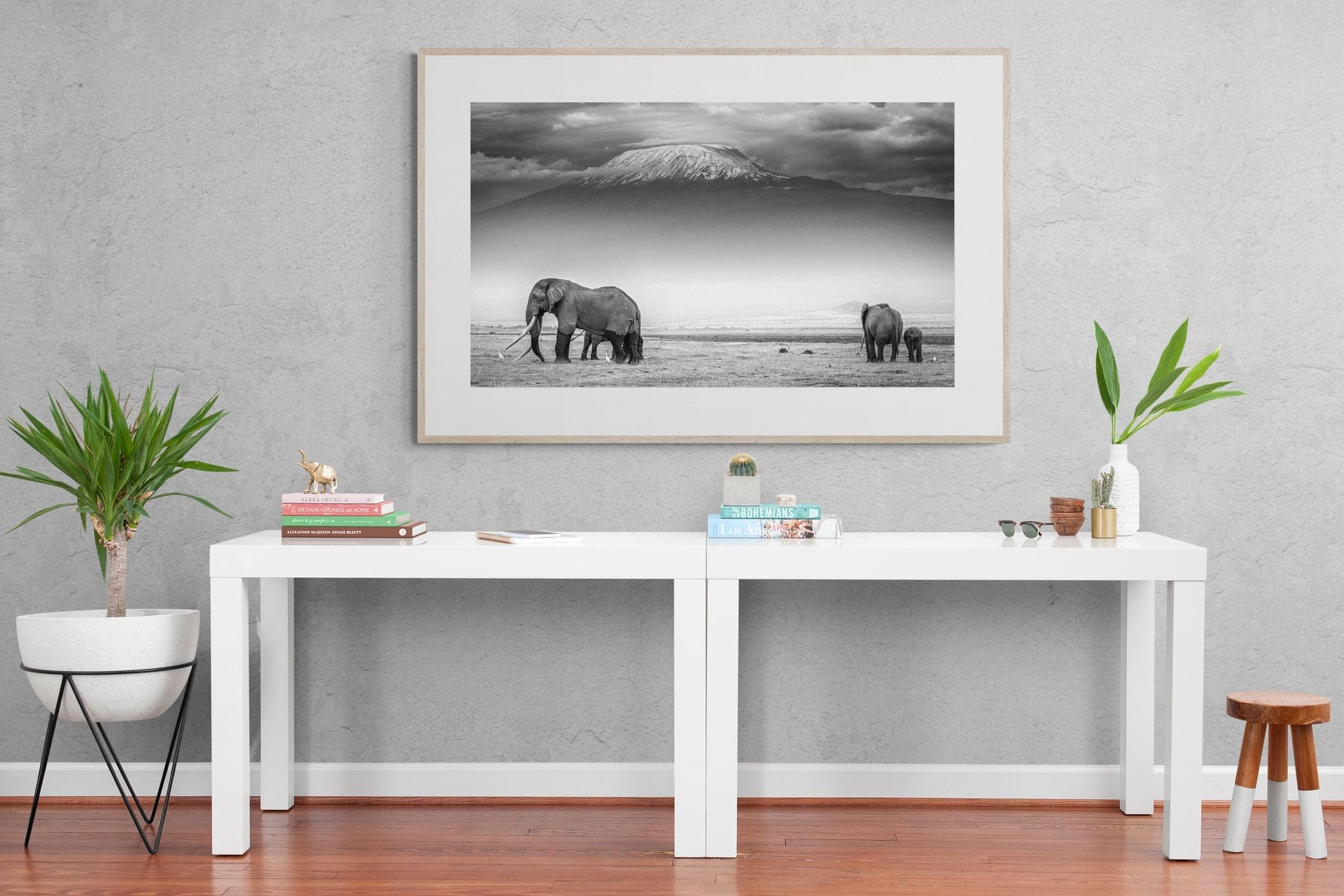 Mountain Ele-Wall_Art-150 x 100cm-Framed Print-Wood-Pixalot