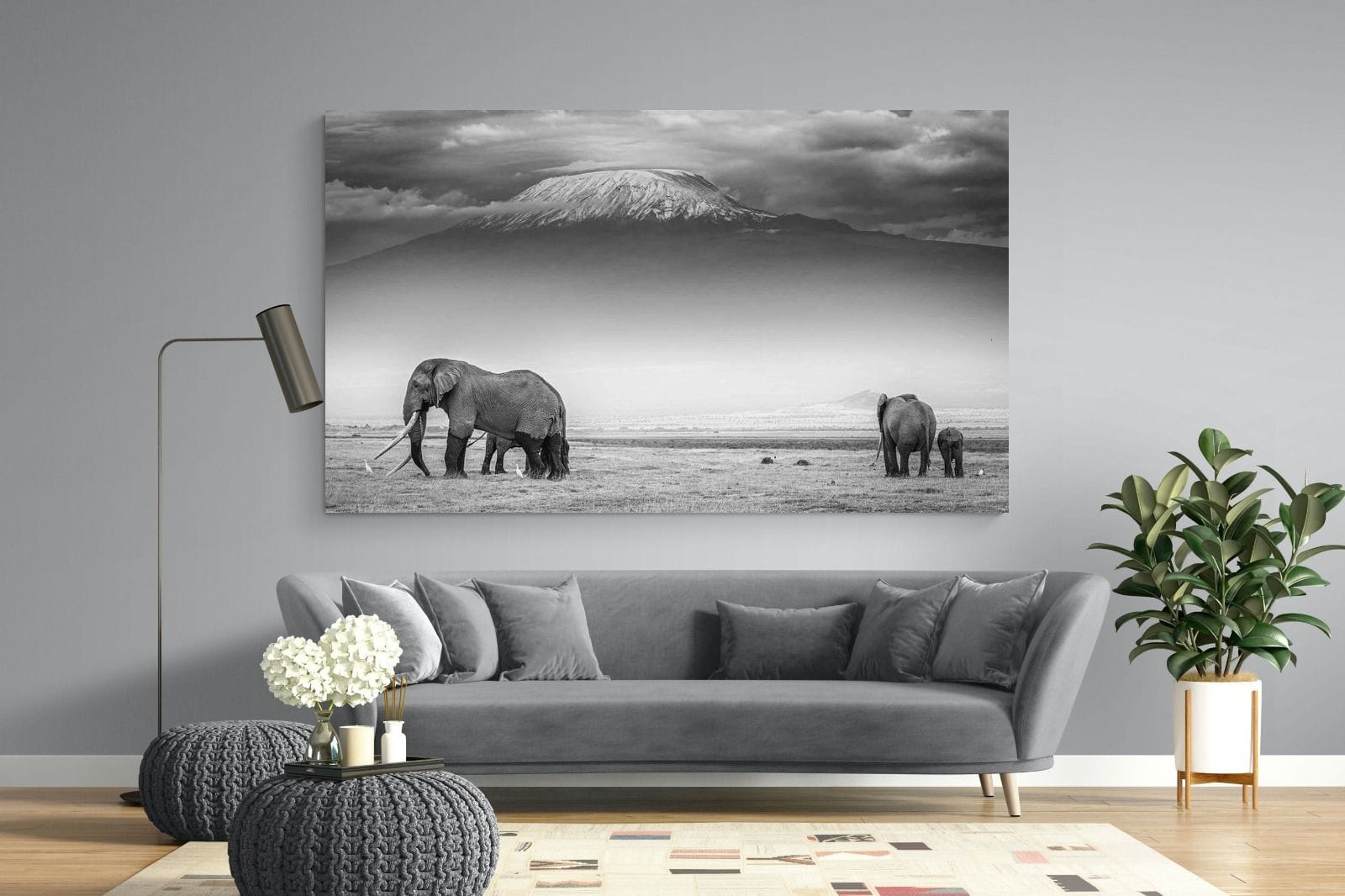 Mountain Ele-Wall_Art-220 x 130cm-Mounted Canvas-No Frame-Pixalot