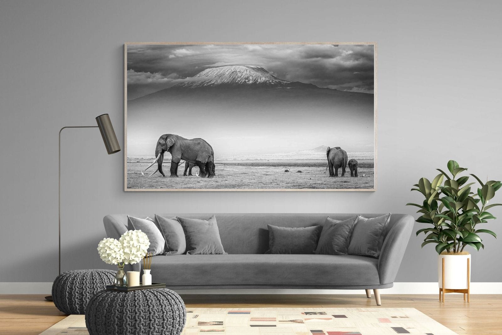 Mountain Ele-Wall_Art-220 x 130cm-Mounted Canvas-Wood-Pixalot