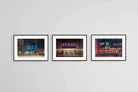 Neon Brooklyn Set-Wall_Art-60 x 45cm (x3)-Framed Print-Black-Pixalot