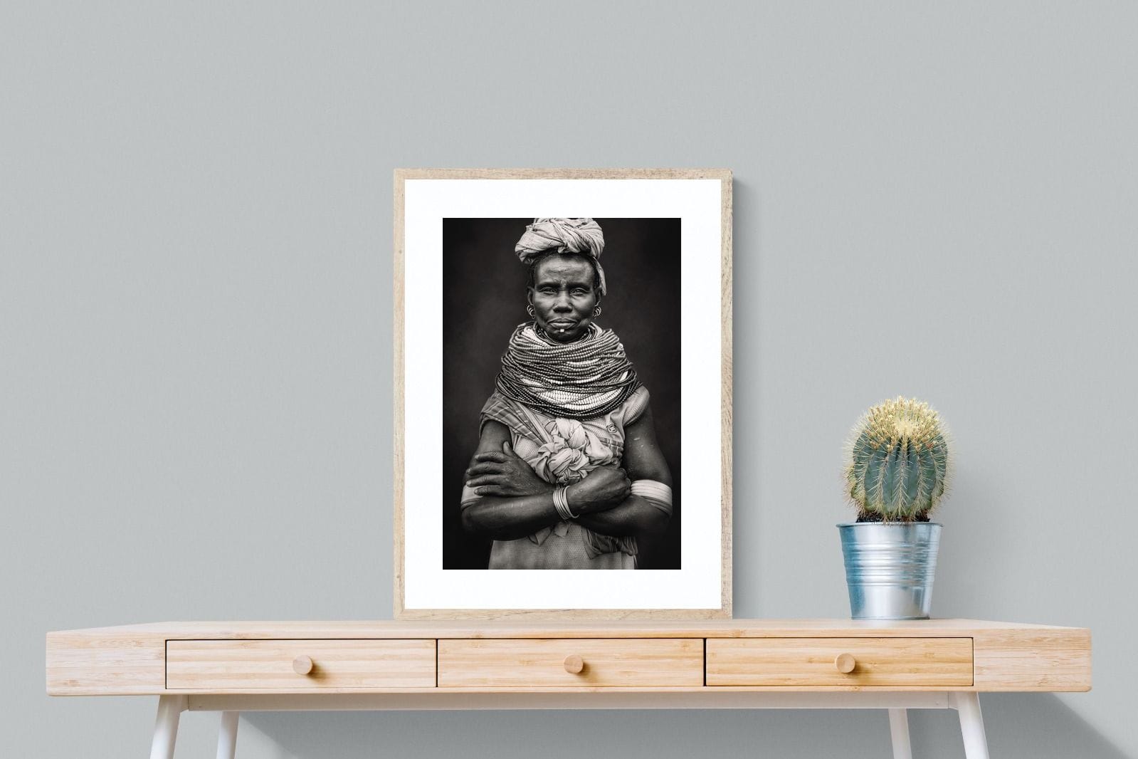 Nyangatom Woman-Wall_Art-60 x 80cm-Framed Print-Wood-Pixalot