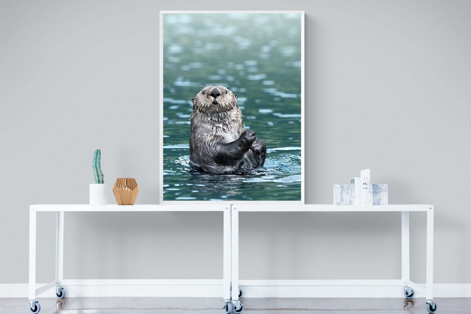 Otter-Wall_Art-90 x 120cm-Mounted Canvas-White-Pixalot