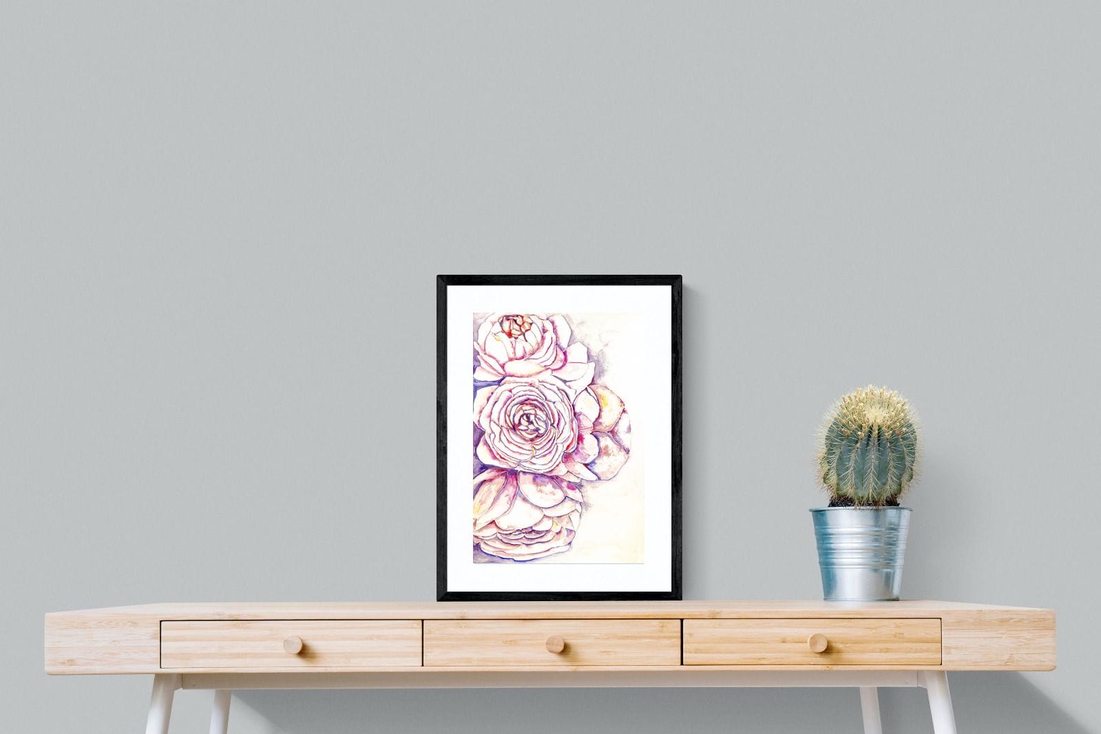 Painted Peonies-Wall_Art-45 x 60cm-Framed Print-Black-Pixalot