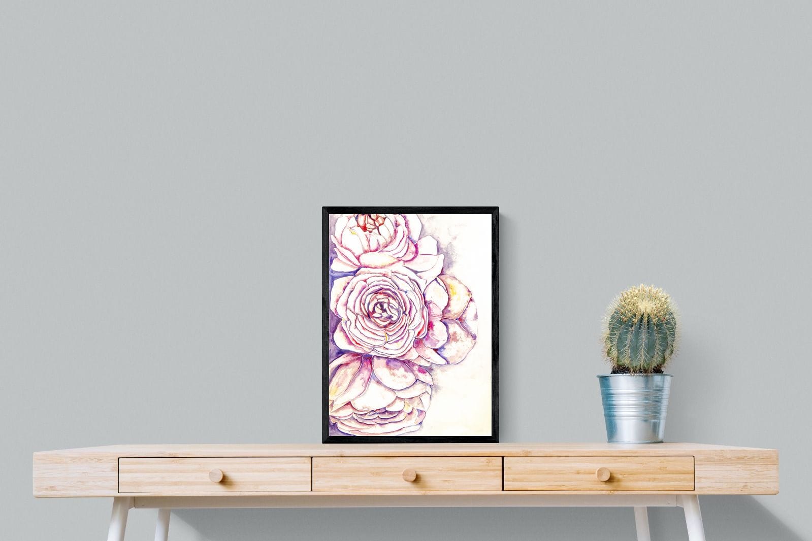 Painted Peonies-Wall_Art-45 x 60cm-Mounted Canvas-Black-Pixalot