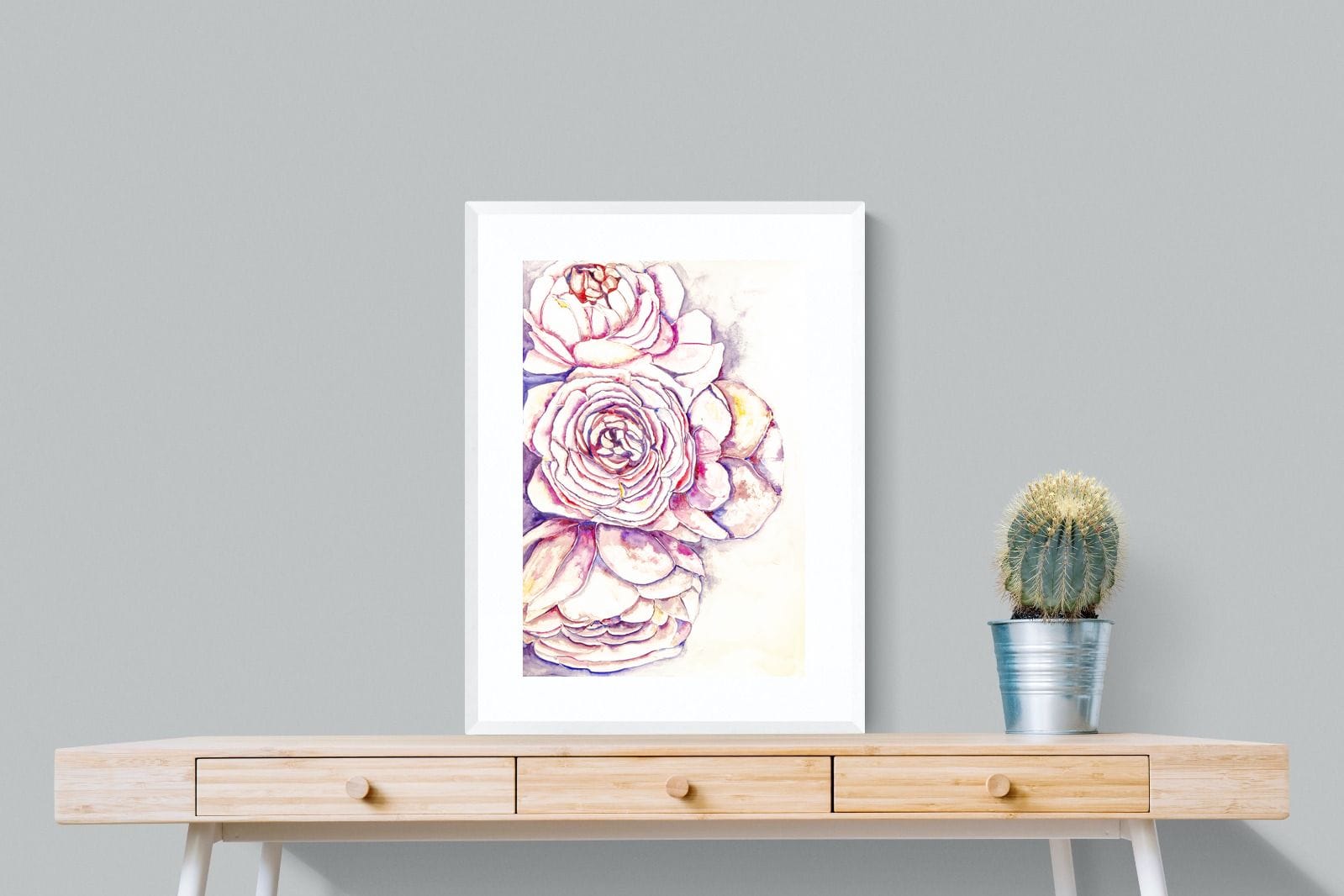 Painted Peonies-Wall_Art-60 x 80cm-Framed Print-White-Pixalot