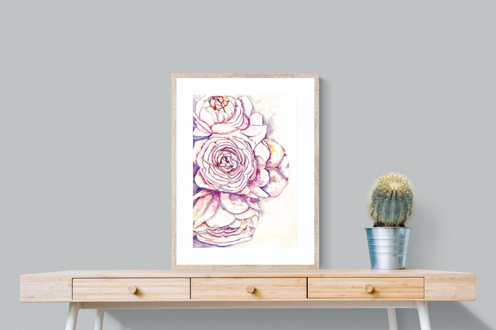 Painted Peonies-Wall_Art-60 x 80cm-Framed Print-Wood-Pixalot