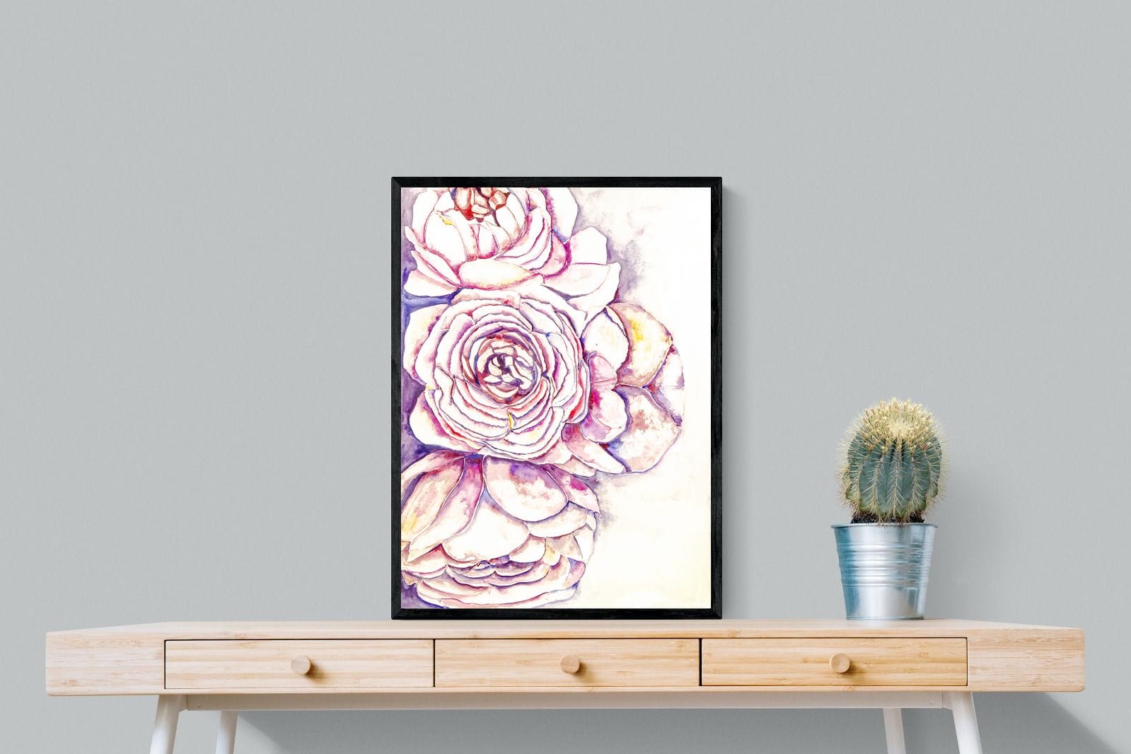 Painted Peonies-Wall_Art-60 x 80cm-Mounted Canvas-Black-Pixalot