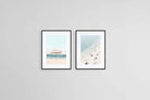 Parasols & Paddling Set-Wall_Art-45 x 60cm (x2)-Framed Print-Black-Pixalot
