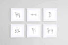 Picasso Animal Sketches-Wall_Art-30 x 30cm (x6)-Framed Print-White-Pixalot