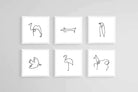 Picasso Animal Sketches-Wall_Art-30 x 30cm (x6)-Mounted Canvas-White-Pixalot