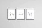 Picasso Sketches-Wall_Art-45 x 60cm (x3)-Framed Print-Black-Pixalot