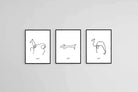 Picasso Sketches-Wall_Art-45 x 60cm (x3)-Mounted Canvas-Black-Pixalot