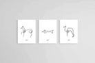 Picasso Sketches-Wall_Art-45 x 60cm (x3)-Mounted Canvas-No Frame-Pixalot
