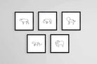 Picasso's Big Five-Wall_Art-30 x 30cm (x5)-Framed Print-Black-Pixalot