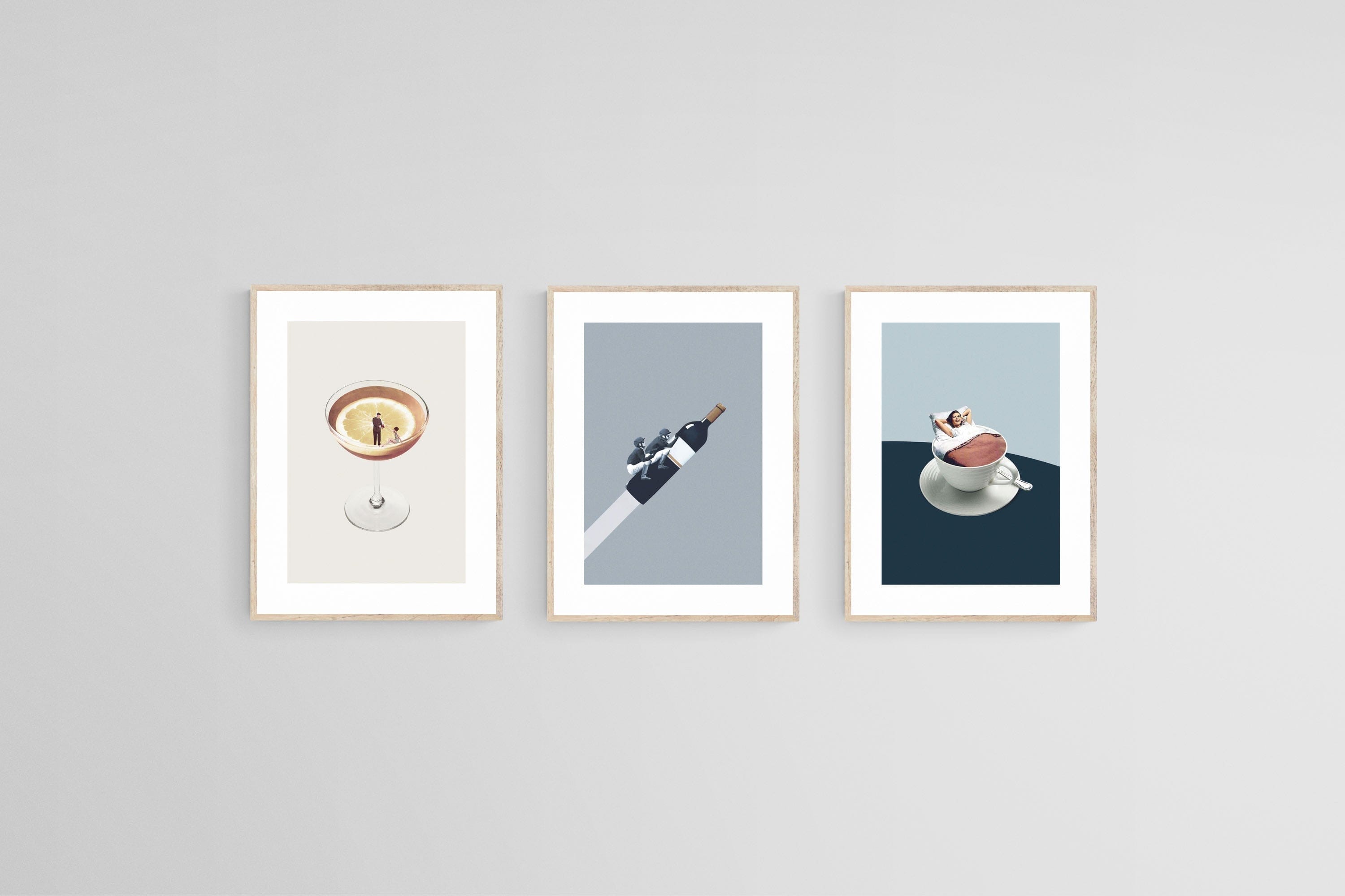 Quirky Vintage Set-Wall_Art-45 x 60cm (x3)-Framed Print-Wood-Pixalot