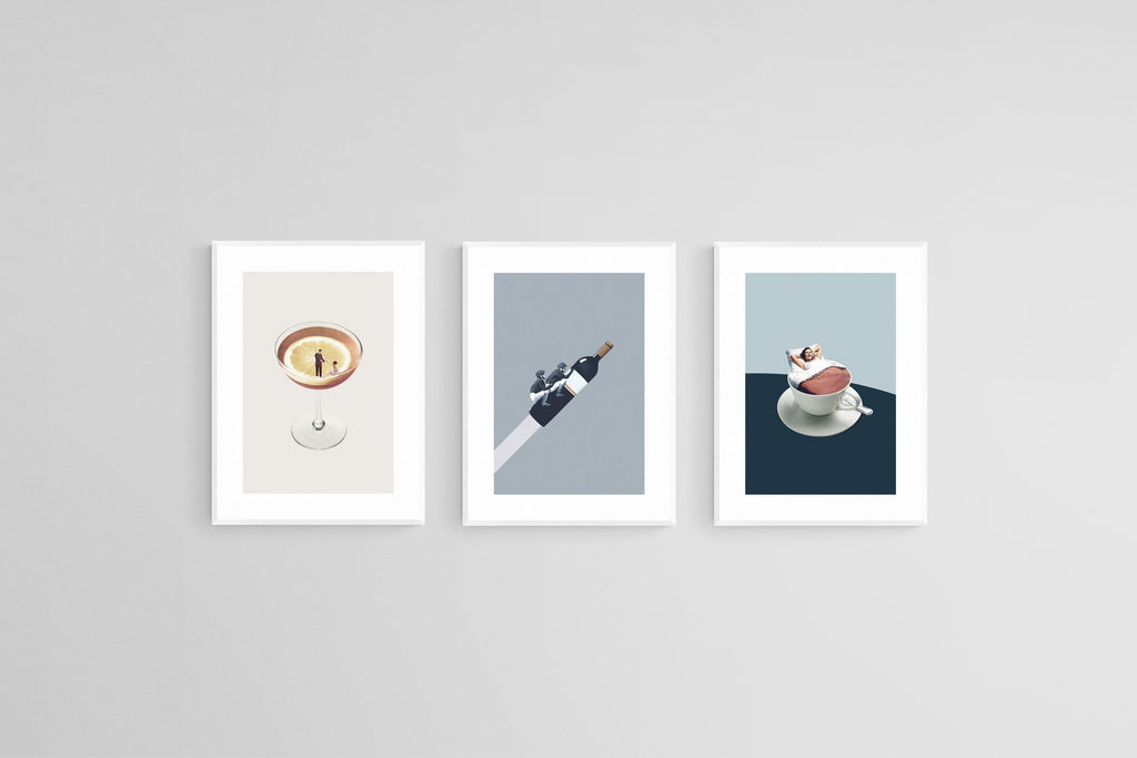 Quirky Vintage Set-Wall_Art-45 x 60cm (x3)-Framed Print-White-Pixalot