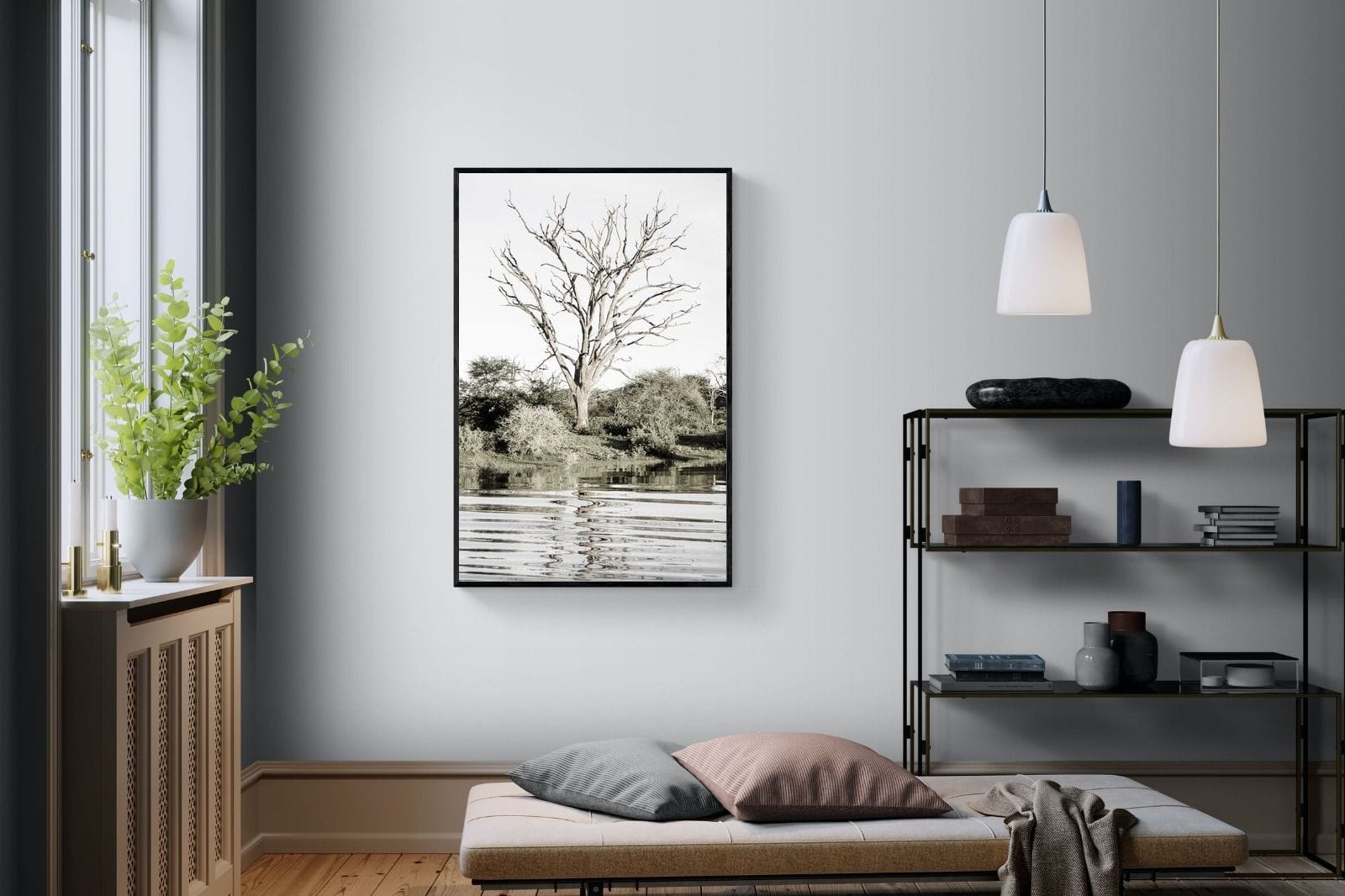 Reflective Ripples-Wall_Art-100 x 150cm-Mounted Canvas-Black-Pixalot