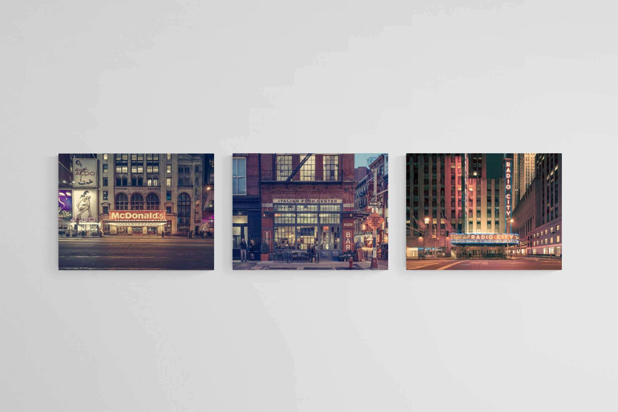 Retro Brooklyn Set-Wall_Art-60 x 45cm (x3)-Mounted Canvas-No Frame-Pixalot