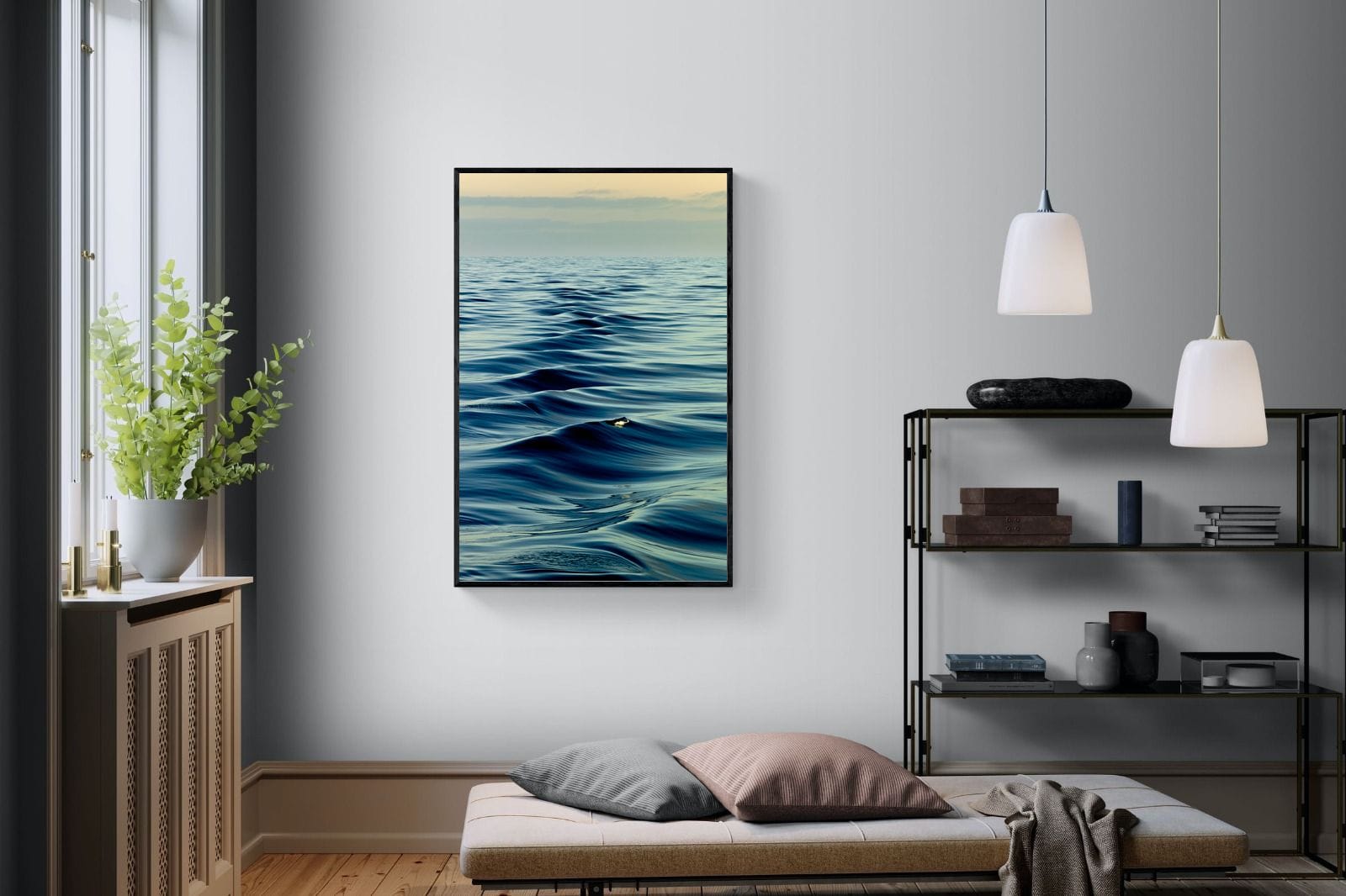 Ripples-Wall_Art-100 x 150cm-Mounted Canvas-Black-Pixalot