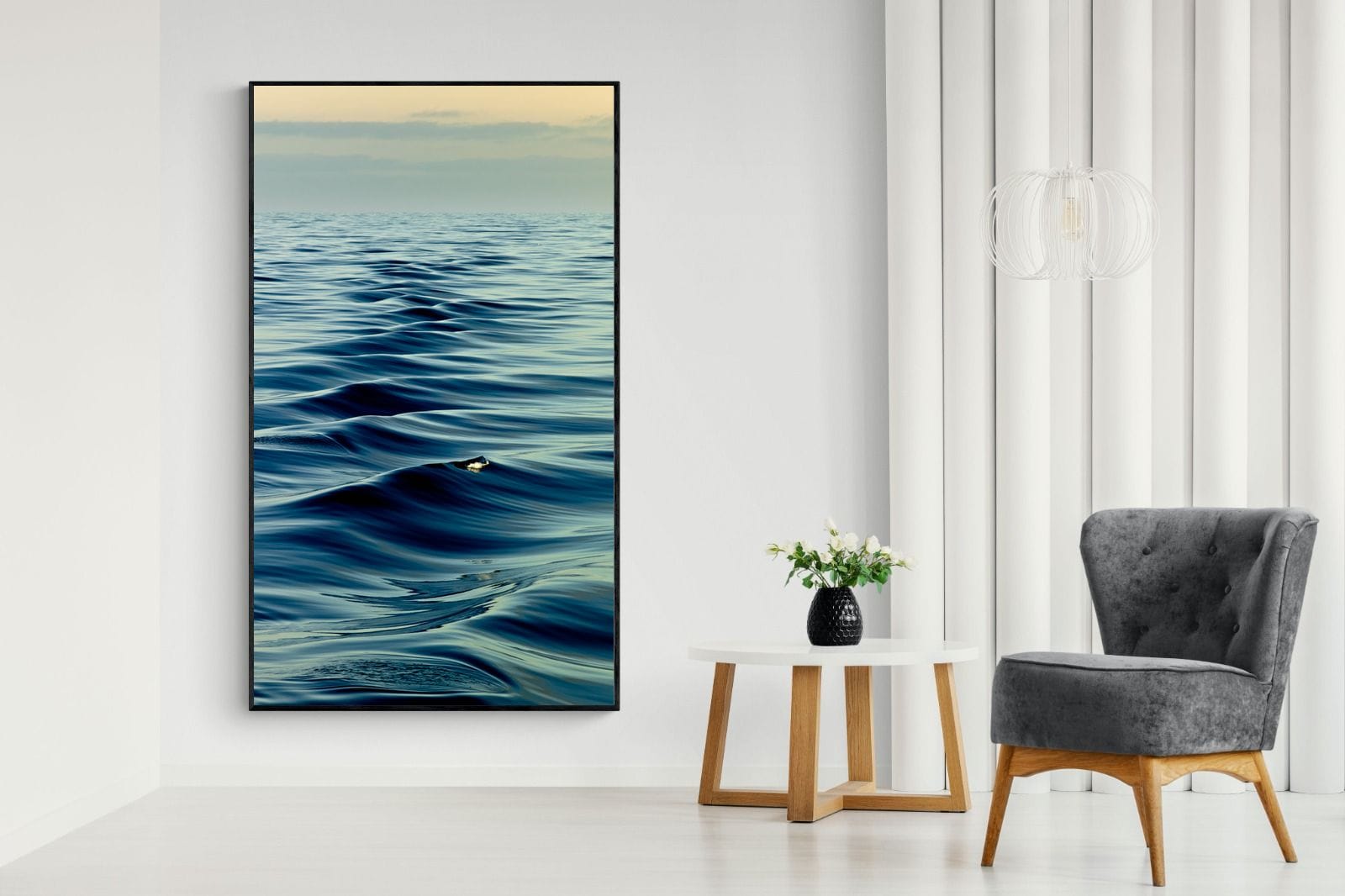 Ripples-Wall_Art-130 x 220cm-Mounted Canvas-Black-Pixalot