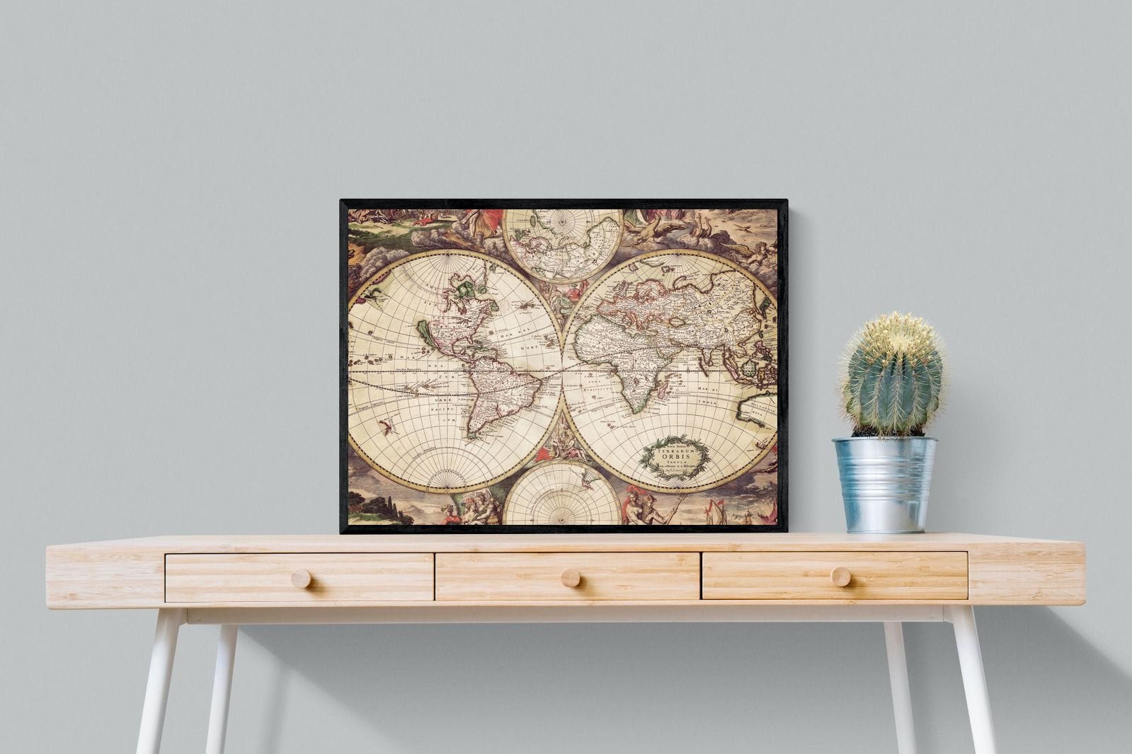 Roman Map-Wall_Art-80 x 60cm-Mounted Canvas-Black-Pixalot