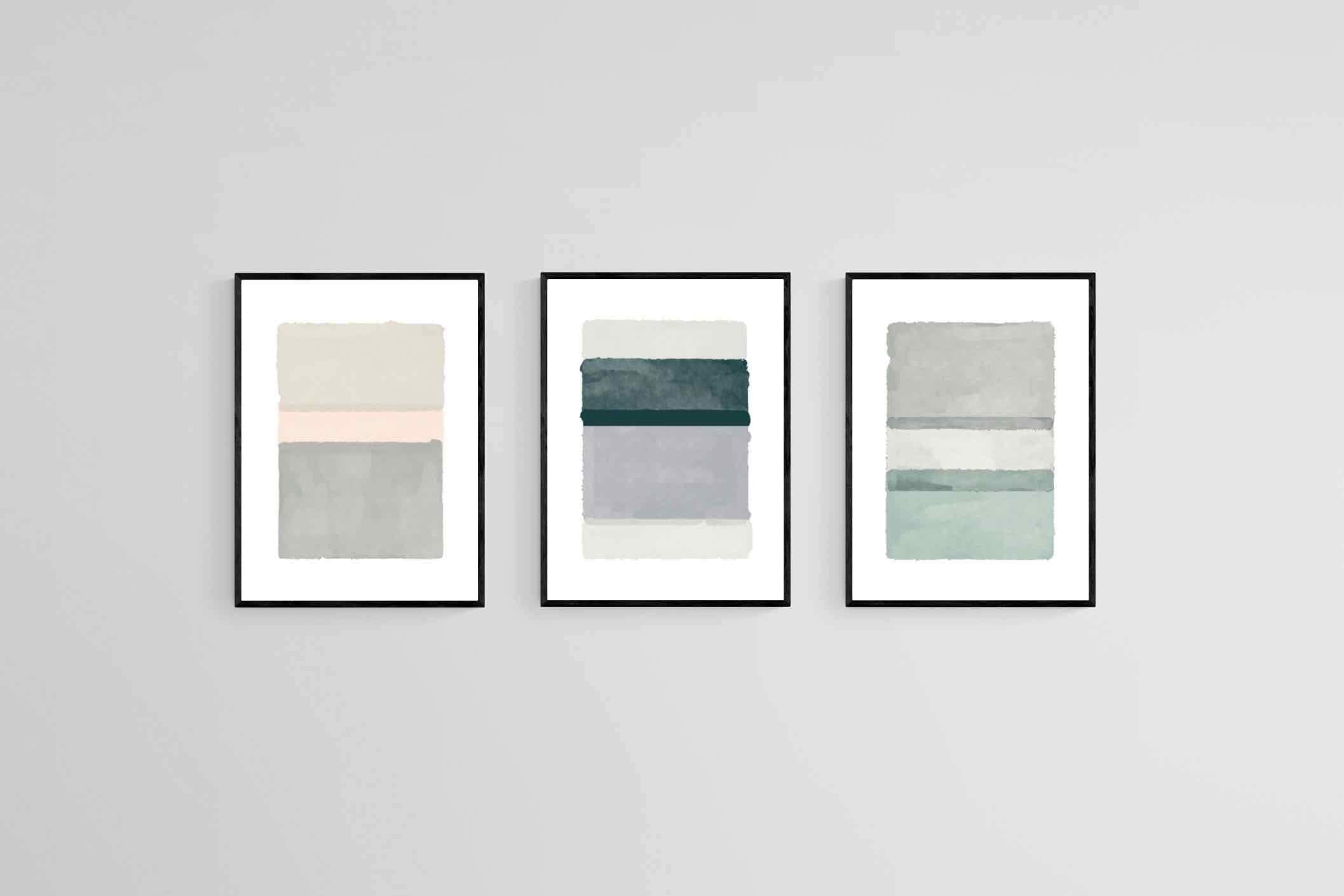 Rothko Set-Wall_Art-45 x 60cm (x3)-Framed Print-Black-Pixalot