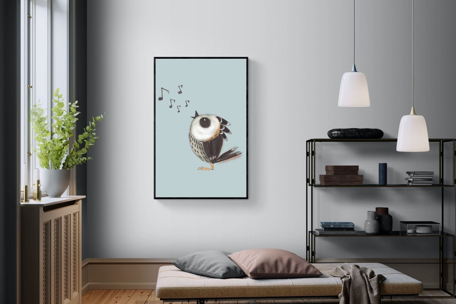 Sparrow Song-Wall_Art-100 x 150cm-Mounted Canvas-Black-Pixalot